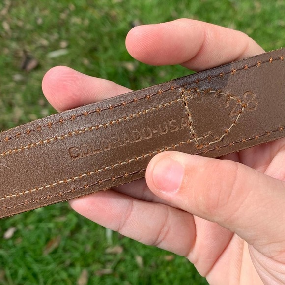 Genuine Buffalo Leather bohemian tribal pattern brown belt - Picture 4 of 11